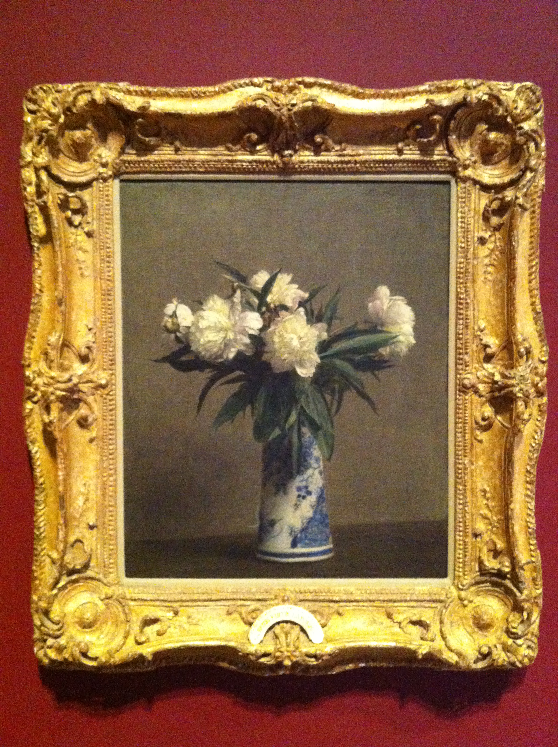 Fantin-Latour Peonies in a Blue and White Vase