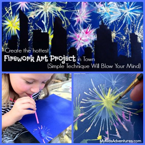 Straw Painting Fireworks Fine Art Mom My Kids Adventures